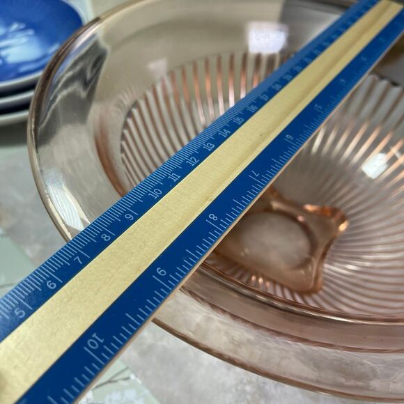 Vintage Hazel Atlas pink depression glass “Rest-Well” mixing bowl ribbed heavy b - Picture 2 of 6